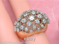 VINTAGE RETRO 2ctw OLD MINE DIAMOND PINK 18K WIDE BAND DOME COCKTAIL RING 1940