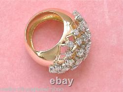 VINTAGE RETRO 2ctw OLD MINE DIAMOND PINK 18K WIDE BAND DOME COCKTAIL RING 1940