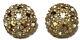 Vintage Signed Valentino Crystals Gold Dome Clip Earrings