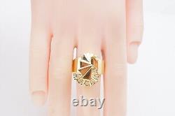 Vintage 14k Yellow Gold Diamond Kinetic Motion Ring Size 7.25 Spinner Spinning
