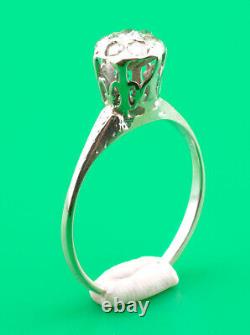 Vintage/Antique Charming 14kt White Gold High Mount Diamond Cluster Ring size 7