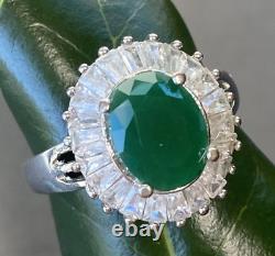 Vintage Ballerina Ring Sterling Silver Emerald Estate Fine Jewelry Pre-Owned 9