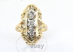 Vintage Petite Diamond Shield Ring 14k Yellow Gold. 06 Carats Size 3
