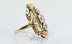 Vintage Petite Diamond Shield Ring 14k Yellow Gold. 06 Carats Size 3