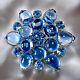 Vintage Signed Weiss Blue Cabochon Glass Rhinestone Brooch 1950s Statement Pin