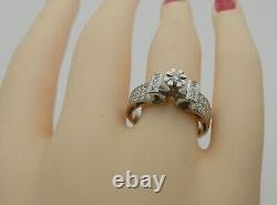 Vintage Solid 14k White Gold Natural 0.20 tcw Diamond Cluster Ring 4 gr size 6.5