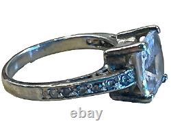 Vintage Sterling Silver 925 large CZ statement Ring 5.25 princess cut engagement