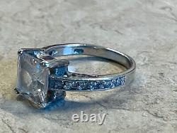 Vintage Sterling Silver 925 large CZ statement Ring 5.25 princess cut engagement