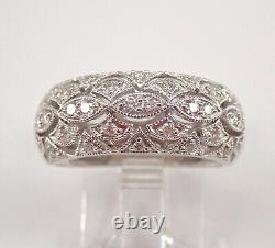 White Gold Diamond Anniversary Ring Wide Dome Wedding Band Size 7