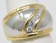 Wide 18 Kt Yellow Gold & Platinum Diamond Domed Band Ring Size 7 B4725