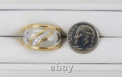 Wide 18 kt Yellow Gold & Platinum Diamond DOMED Band Ring Size 7 B4725