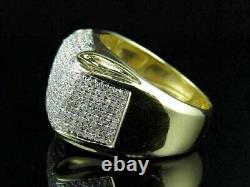 Bague de bande de forme de dôme pour homme en or jaune plaqué 14 carats, créée en laboratoire, avec un diamant de 2 carats sur le petit doigt