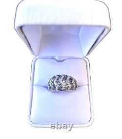 Bague de dôme en argent sterling 925 avec diamant blanc réel et quartz fumé, taille 7
