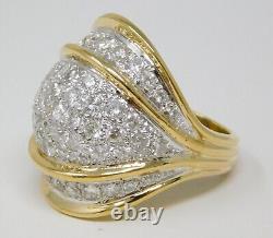 Bague de dôme pavé en or jaune et blanc 18 carats avec diamants taille environ 6 3/4 B4789