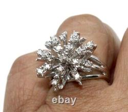 Bague déclaration en diamant flocon de neige en or blanc massif 14 carats taille 5,75 ajustable
