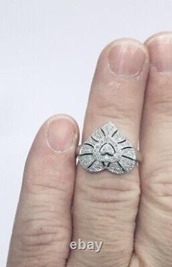 Bague en argent sterling de style Art déco en filigrane avec diamant naturel de taille 8,25