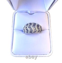 Bague en dôme en argent sterling 925 avec diamant blanc réel et quartz fumé de taille 7