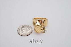 Bague en or jaune 14 carats avec diamants et mouvement cinétique de style vintage, taille 7.25, tourneur rotatif