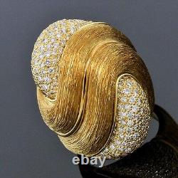 Bague en or jaune brossé 18 carats Henry Dunay avec diamants en forme de dôme de taille 6,5