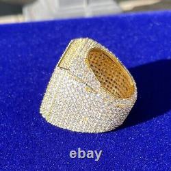 Bague pinky hip-hop plaquée or jaune 14K avec diamants de laboratoire ICE OUT pour hommes, 3 carats