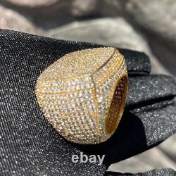 Bague pinky hip-hop plaquée or jaune 14K avec diamants de laboratoire ICE OUT pour hommes, 3 carats