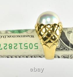 Bague pour dames en perle Mabe authentique en or jaune massif 18 carats des années 1960