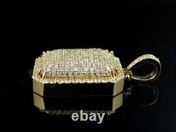 Pendentif à plaque de chien en dôme pour homme avec moissanite taille ronde de 1,60 carats plaqué or jaune 14 carats