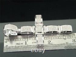 Pendentif croix bombée de designer pour hommes avec diamant simulé CT 3 en argent sterling 925