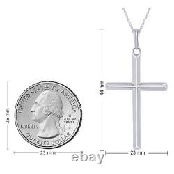 Pendentif croix polie de grande taille pour homme avec chaîne en corde de 18 pouces en or 10 carats