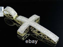 Pendentif de charme en croix de dôme religieux pour hommes en moissanite de 3 ct, plaqué or jaune 14 carats
