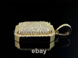 Pendentif plaque de chien à dôme pour homme en moissanite de 1,60 carats, plaqué or jaune 14 carats sur argent 925