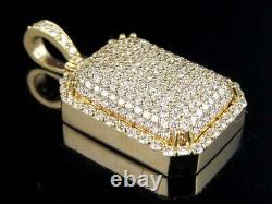 Pendentif plaque de chien en dôme pour homme en moissanite de 1,60 carats, plaqué or jaune 14 carats sur argent 925